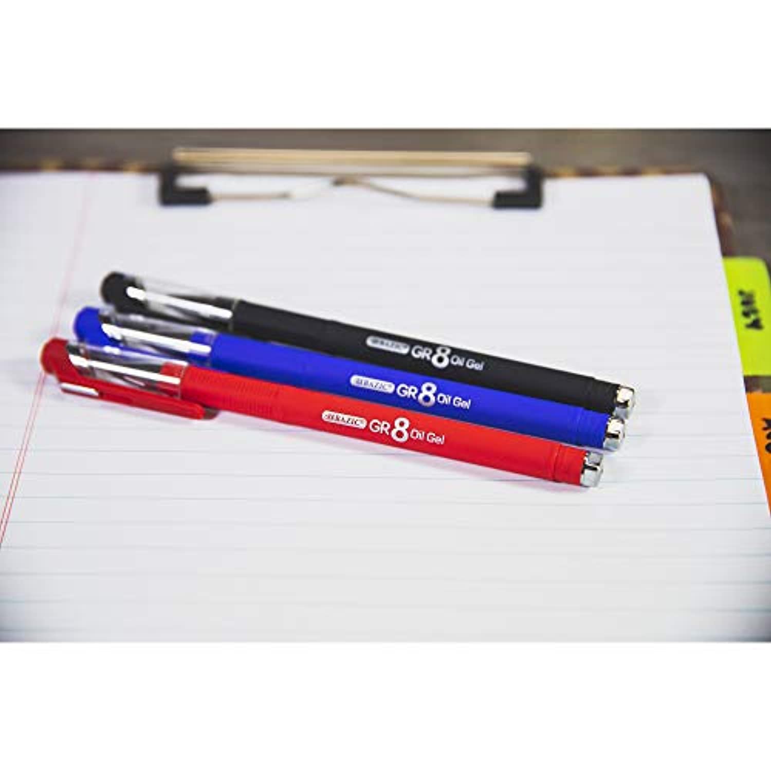 GR8 Assorted Color Oil Gel Ink Pen, Rubberized Matte Barrel (3/Pack)