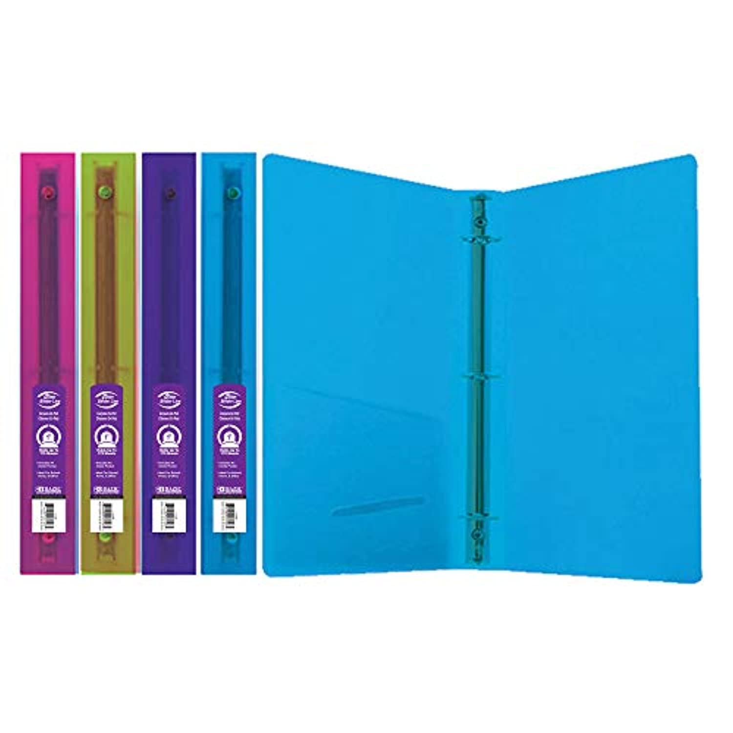 BAZIC 1" Glitter Poly 3-Ring Binder w/Pocket, 175 Sheets Capacity Soft Cover, Economy Binders Folders Sheet Organizer Office School, 4-Pack.