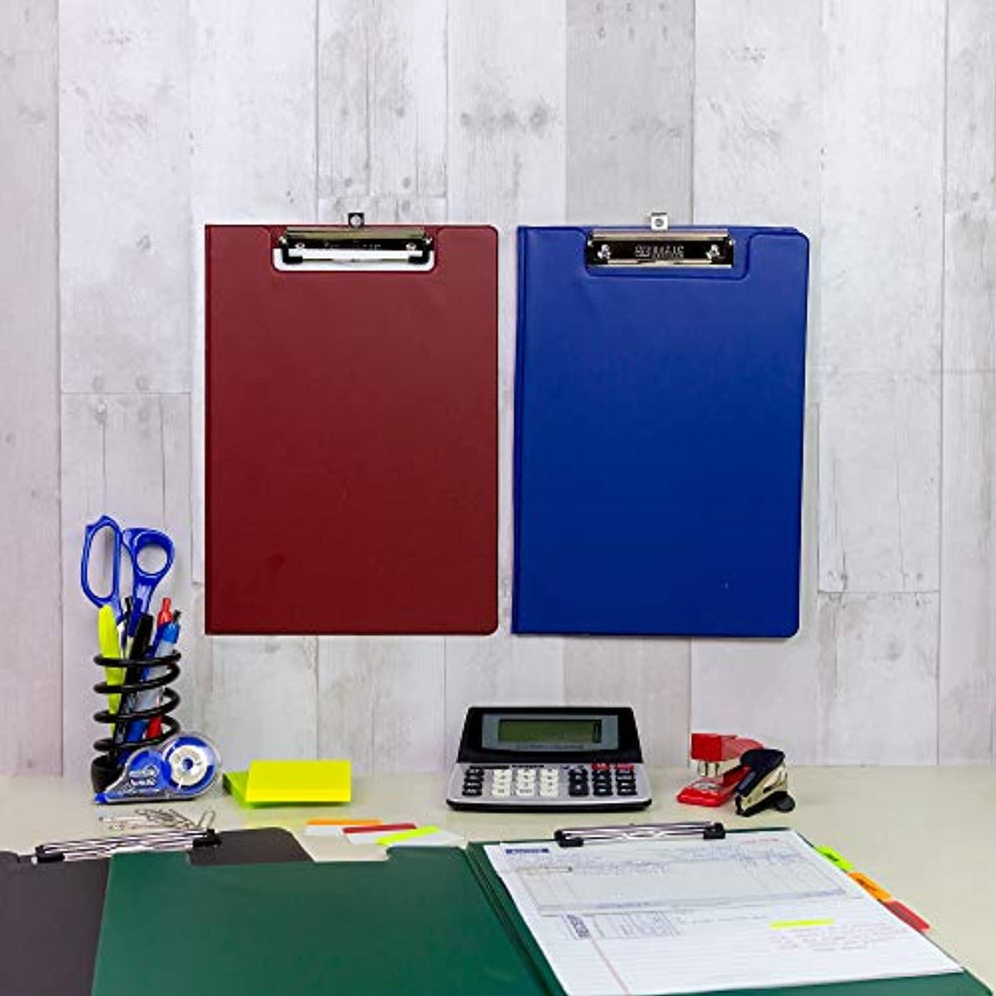 BAZIC Assorted Color PVC Clipboard Low Profile Clip, A4 Letter Size, Business Office School Teacher Student College, Assorted 4 Colors, 24-Pack.