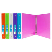 BAZIC 1" Matte Bright Color Poly 3-Ring Binder l w/Pocket, 175 Sheets Capacity Soft Cover, Economy Binders Folders Sheet Organizer Office School, 6-Pack.