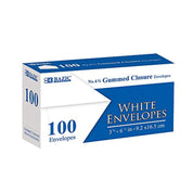 White Envelope Gummed Closure Mailing Envelopes 3 5/8 x 6 1/2, Adhesive Seal (100/Pack), 1-Pack.
