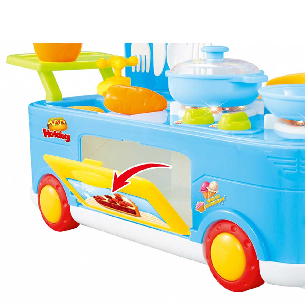Fast Food Bus Kitchen Play Set Toy 29pcs