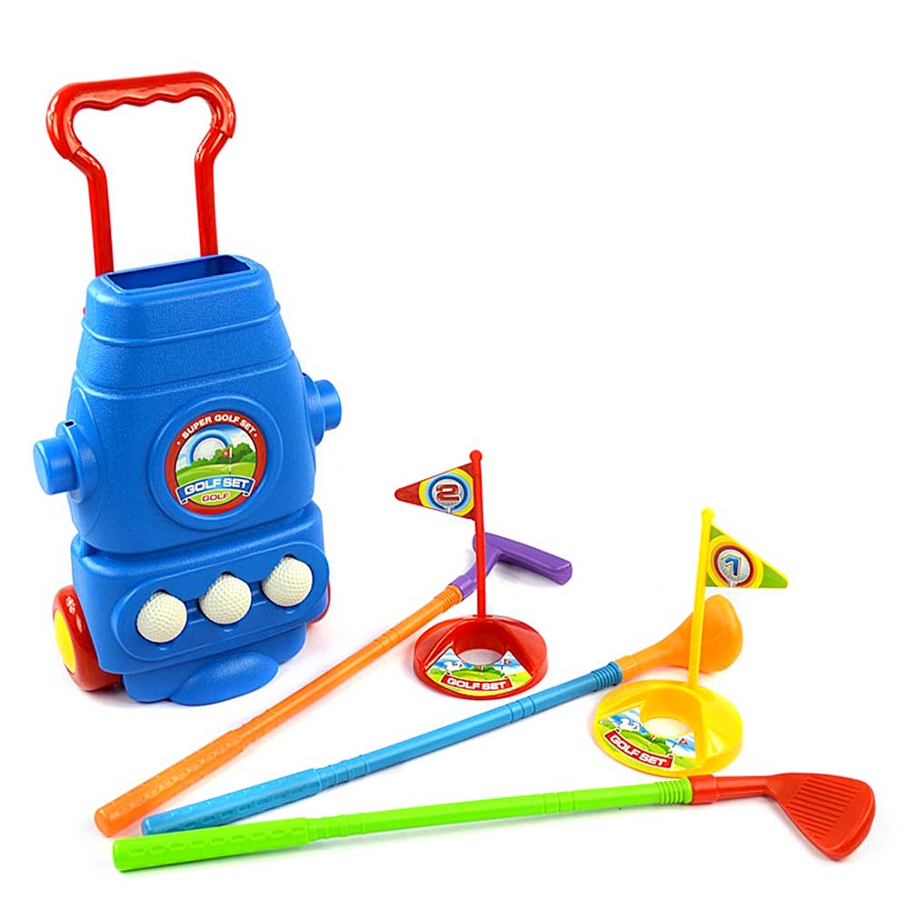 Deluxe Golf Set For Kids Comes With 3 Golf Clubs, 3 Balls, And 2 Practice Holes