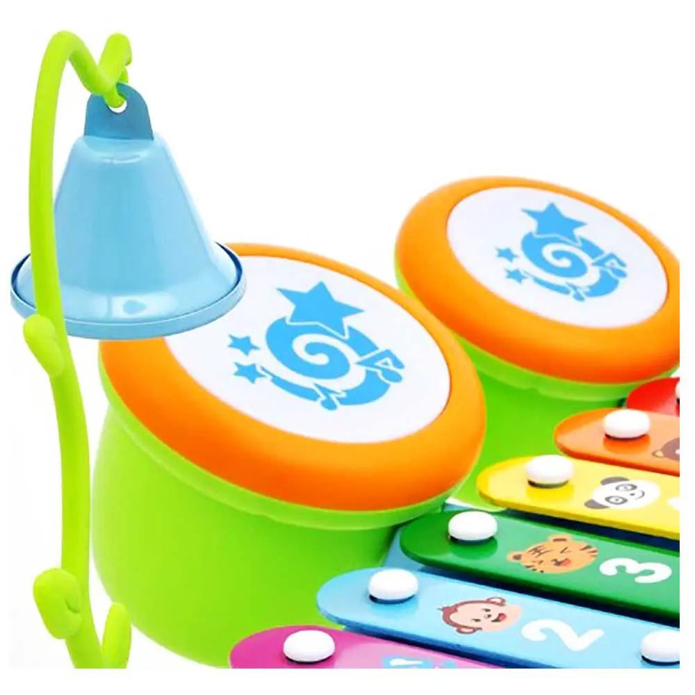 15" Rainbow Xylophone Piano Bridge For Kids With Ringing Bell And Drums G8Central