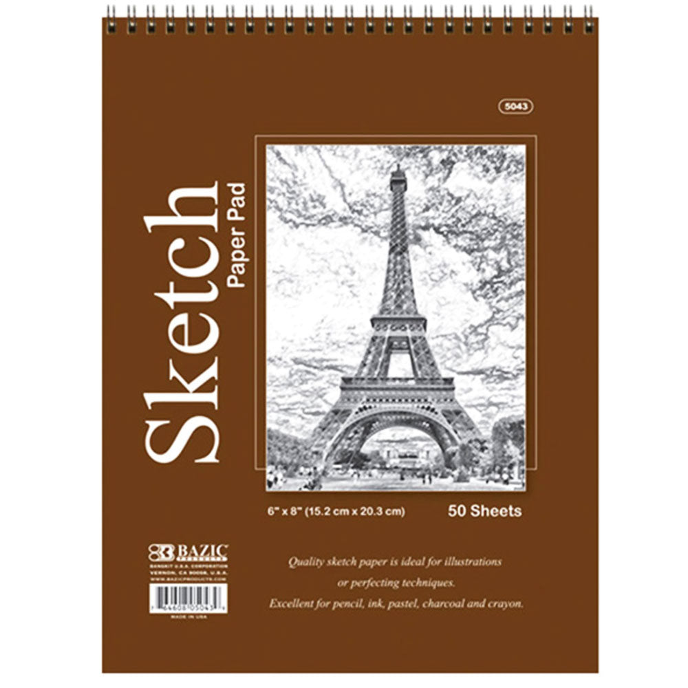 Sketch Pad Premium 50-Ct. | TOP Bound Spiral | 6 X 8 inches.