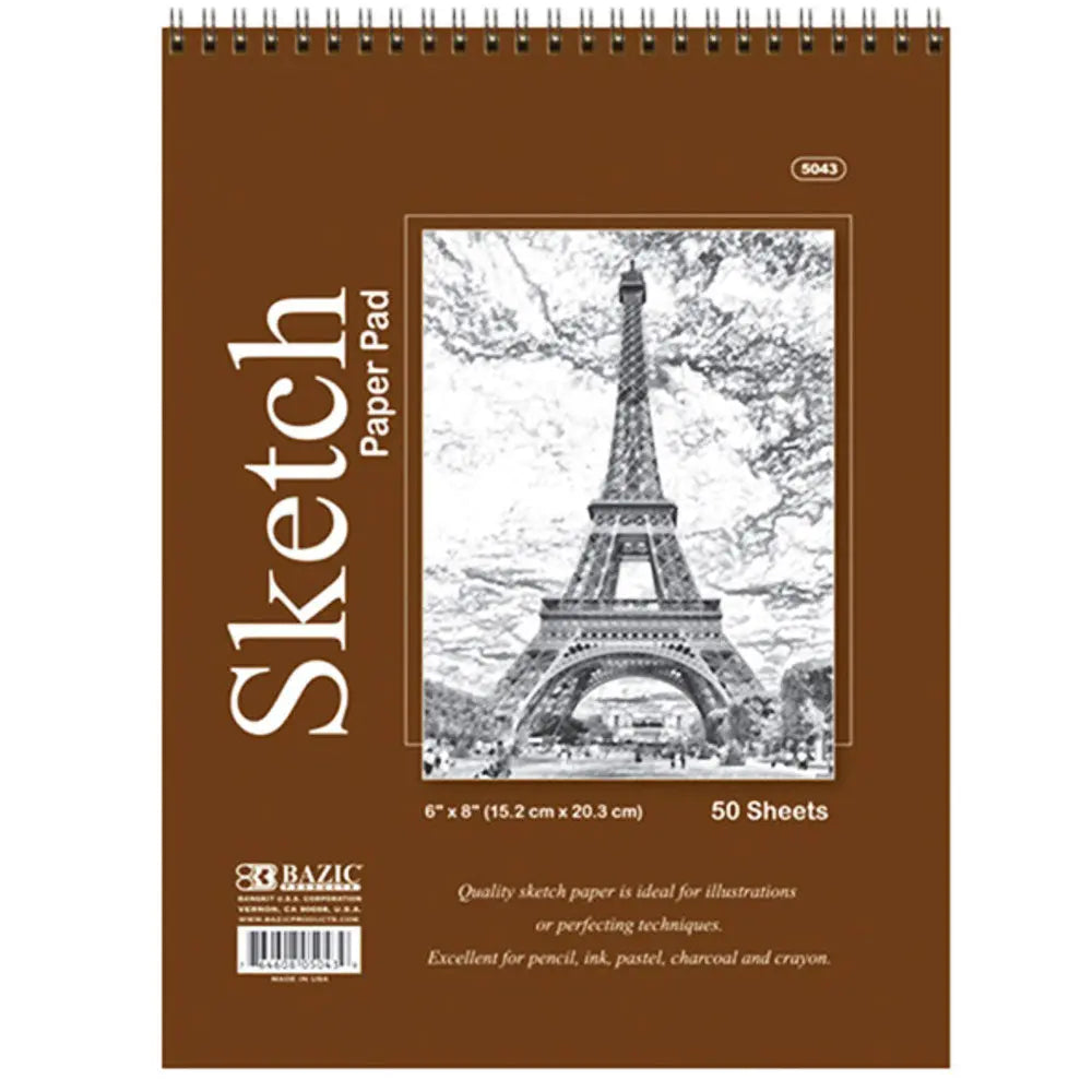 Sketch Pad Premium 50-Ct. | TOP Bound Spiral | 6 X 8 inches.