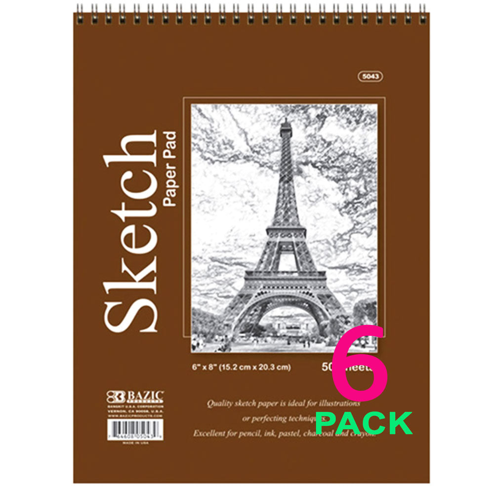 Sketch Pad Premium 50-Ct. | TOP Bound Spiral | 6 X 8 inches.