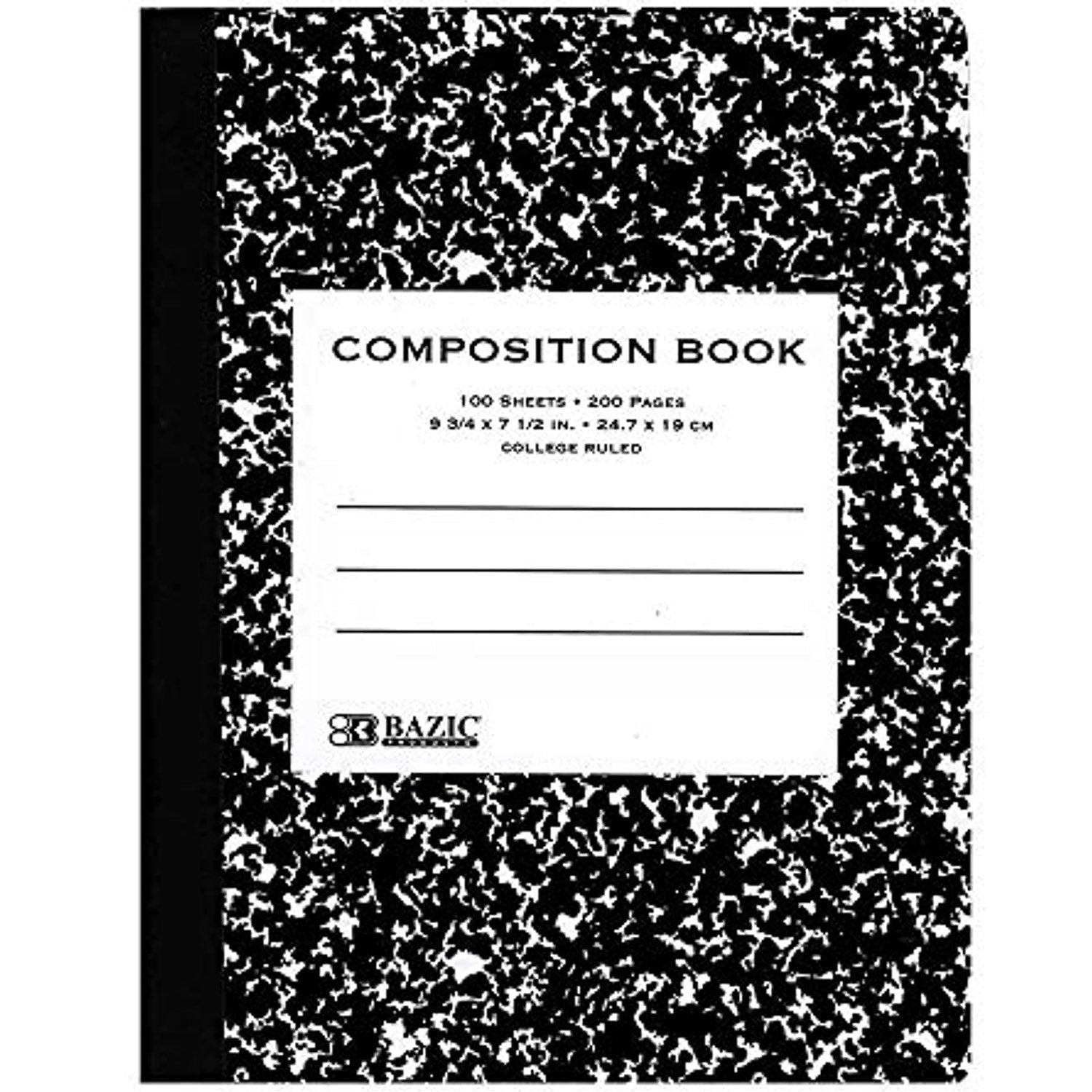 Premium Composition Book College Ruled 100 Ct. 9 3/4 x 7 1/2 in. | Black Marble Hard Cover - g8central.com