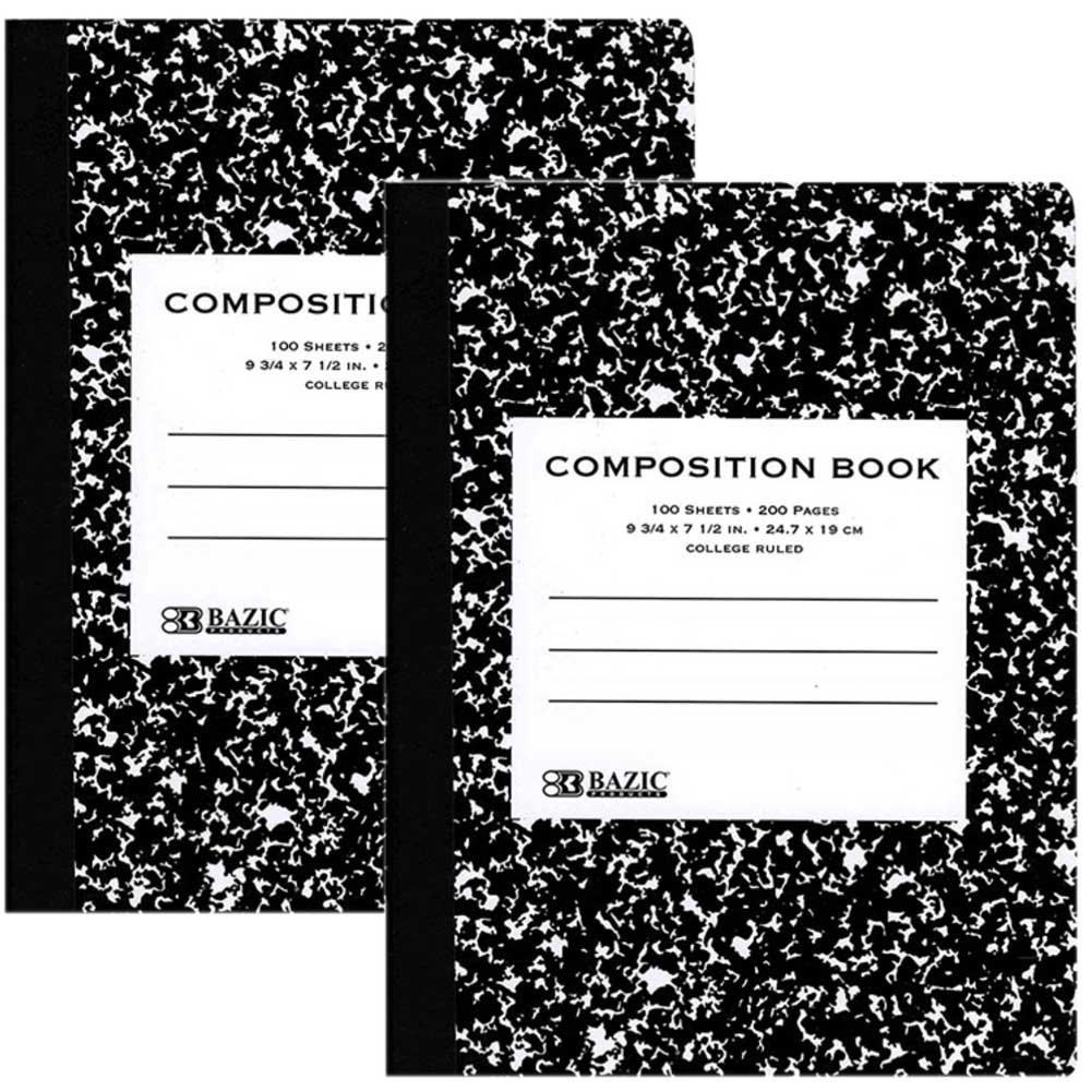 Notebooks & Notepads Composition Book CR 100-count | BLACK Marble - g8central.com