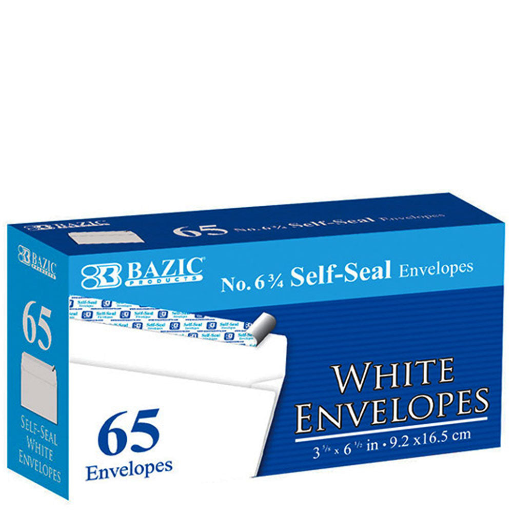 No. 6-3/4 Peel & Self-Seal White Letter Mailing Envelopes or Security Enelopes 3-5/8” x 6-1/2”.