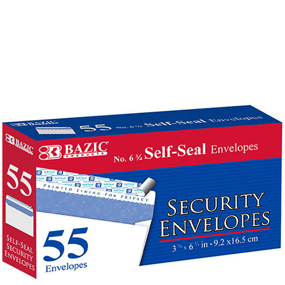 No. 6-3/4 Peel & Self-Seal White Letter Mailing Envelopes or Security Enelopes 3-5/8” x 6-1/2”.