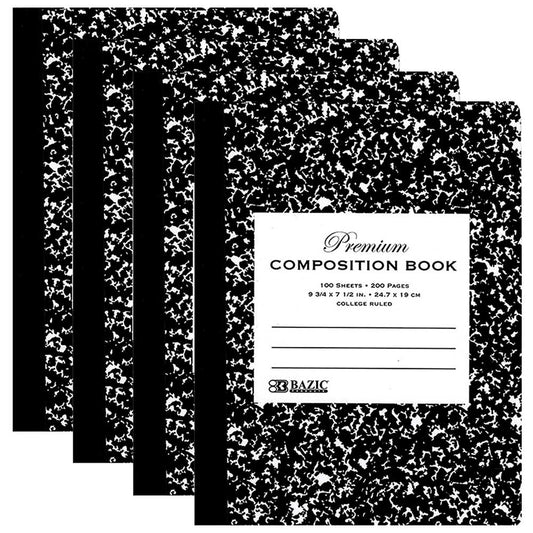 Notebooks & Notepads Wide Ruled Composition Book 100 Ct. 9 3/4 x 7 1/2 in. | Black Marble Cover