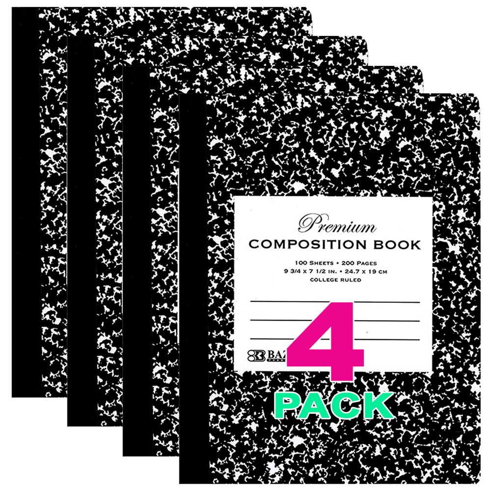 Notebooks & Notepads Wide Ruled Composition Book 100 Ct. 9 3/4 x 7 1/2 in. | Black Marble Cover