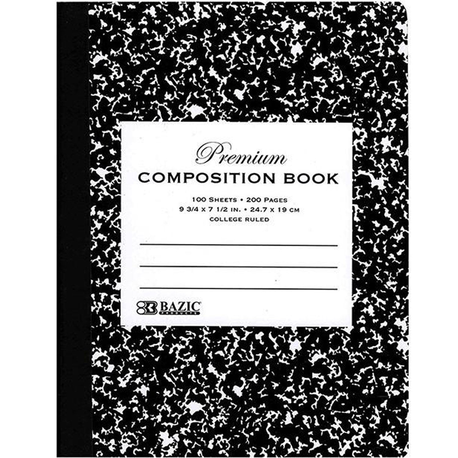 Premium Composition Book Wide Ruled 100 Ct | Black Marble Hard Cover - g8central.com