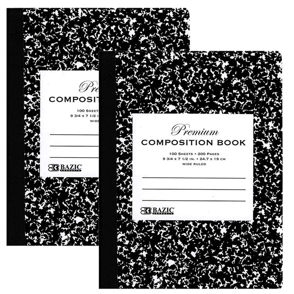 Premium Composition Book Wide Ruled 100 Ct | Black Marble Hard Cover - g8central.com