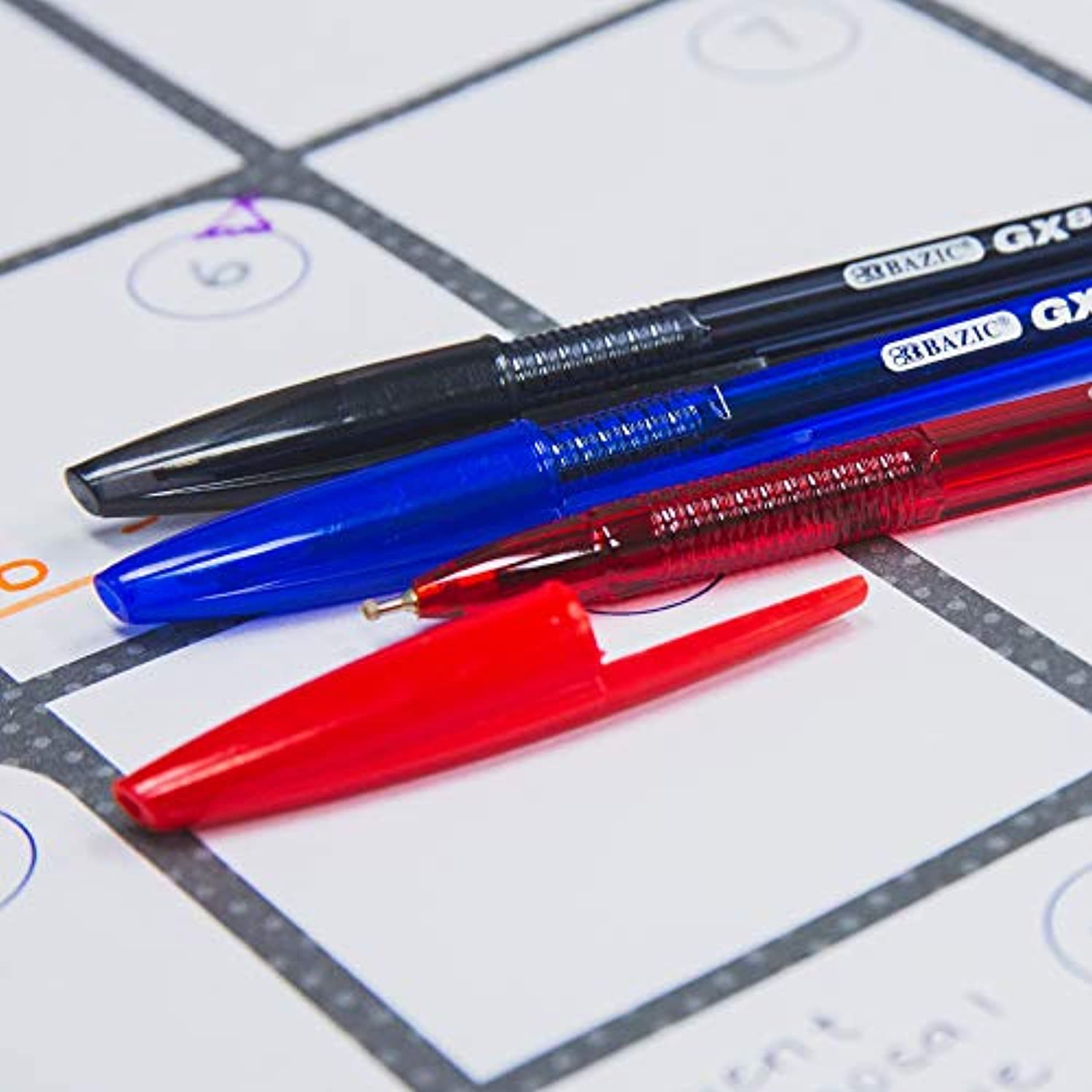GX-8 Red Oil Gel Ink Pen, Ballpoint Pens, Medium Point 1.0mm (12/Box)
