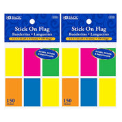 Self-Stick Flags, Neon Color (10/Pack) | 25 Ct. 0.5" X 1.7" | 150 Flags.