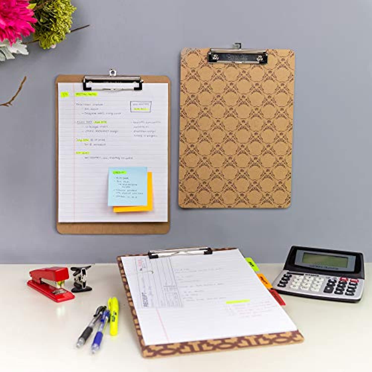 Wood Hardboard Clipboard w/Low Profile Clip, 12.5" x 9" Fit A4 Letter Size Paperboard, Business Office School Teacher Student College, 1-Pack.
