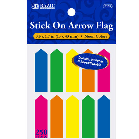 Arrow Flags, Neon Color (10/Pack) | 25 Ct. 0.5" X 1.7" | 250 Flags.