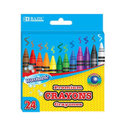 24 Color Washable Premium Crayons, Assorted Coloring Set, School Art Creative Gift for Kids Age 3+
