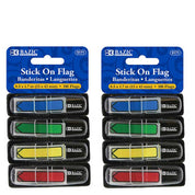 2 Stick on Flag Printed Arrow Flags w/ Dispenser | Neon Color | 25 Ct. 0.5" x 1.7" (4/Pack)