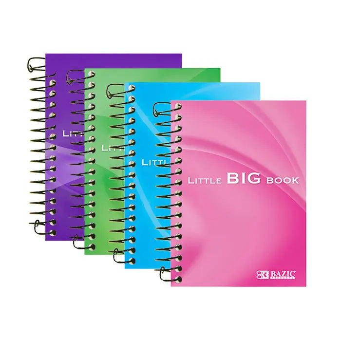Spiral Fat Book Notebook 4"x5.5", 180 Sheets, Assorted Color, 4-Pack G8Central