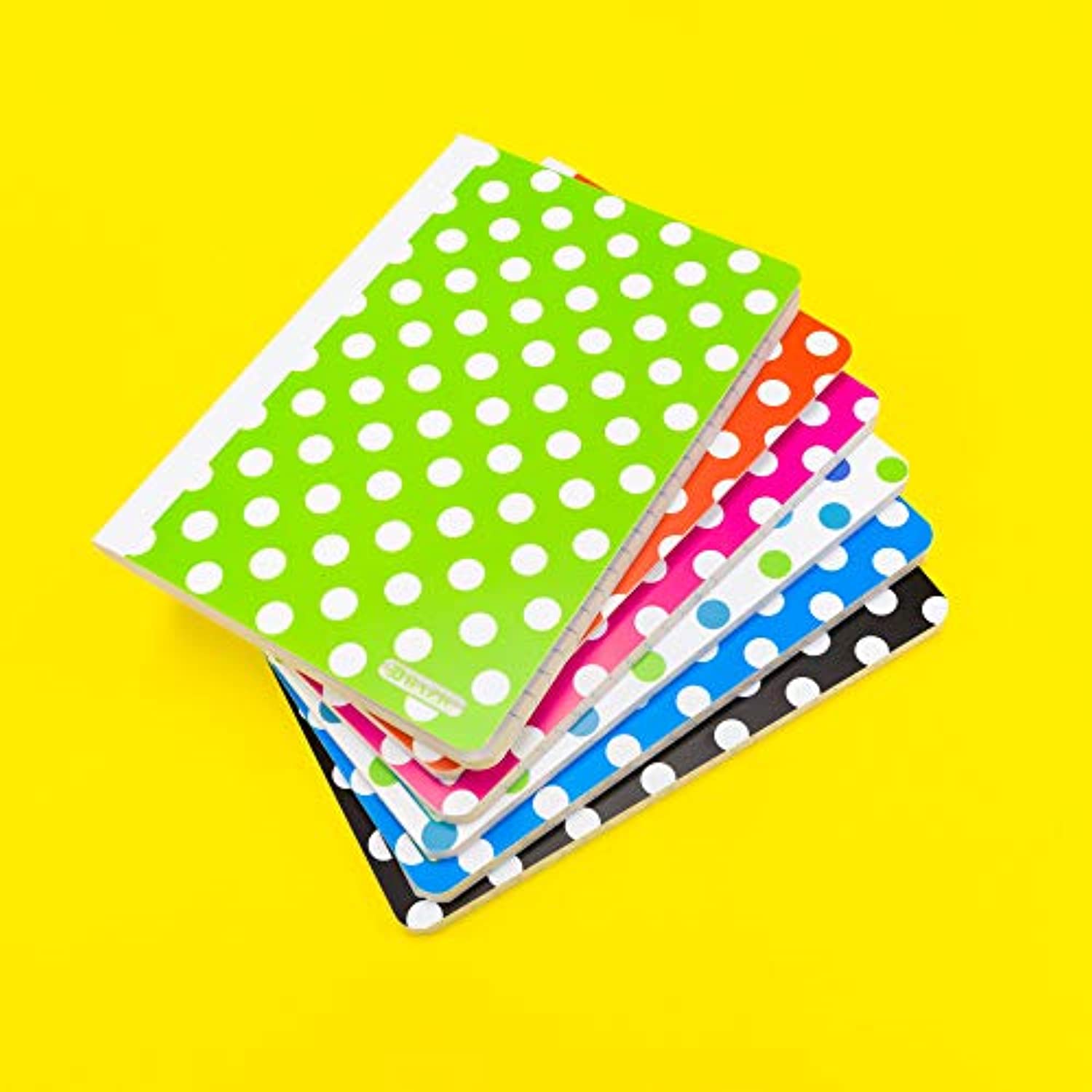 BAZIC 80 Sheets 5" x 7" Polka Dot Poly Cover College Ruled Personal Composition Book, Comp Books Writing Journal Notebook w/Lined Paper, for School Office Student Schedule, 6-Pack.