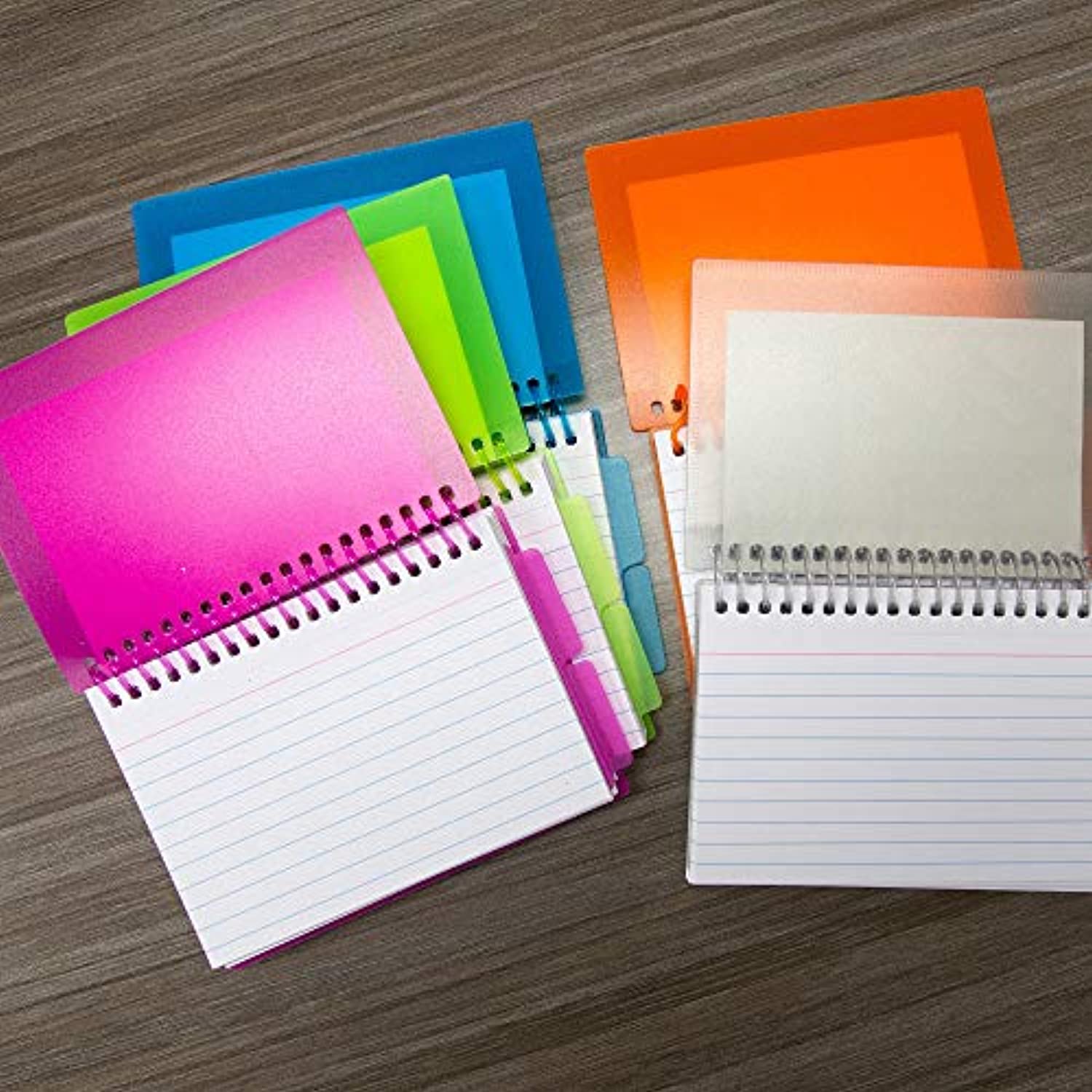 50 Count View Poly Spiral Bound 3" x 5" Ruled White Index Card w/ 2-Tab Divider