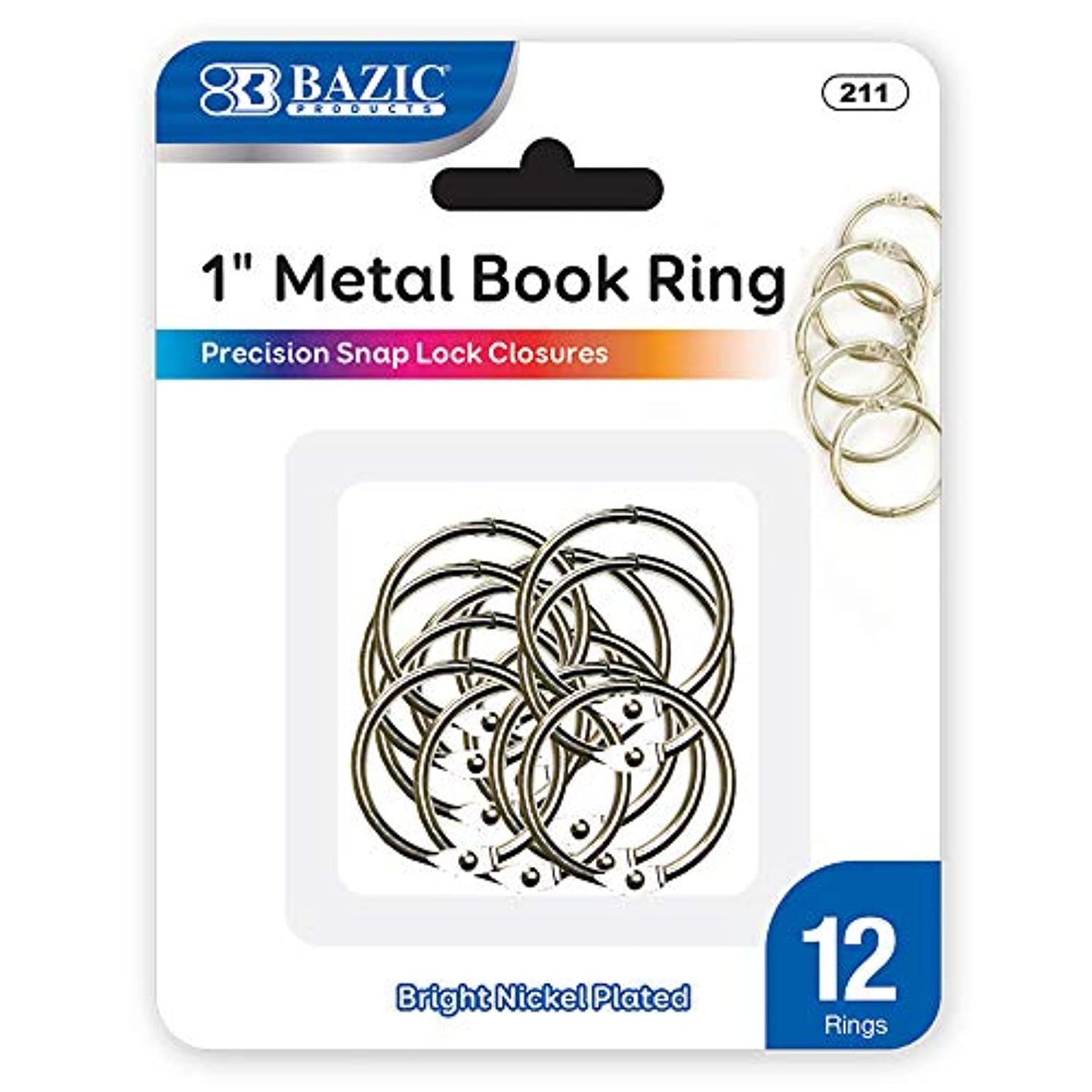 Metal Book Rings (12/Pack) | 1-inch.