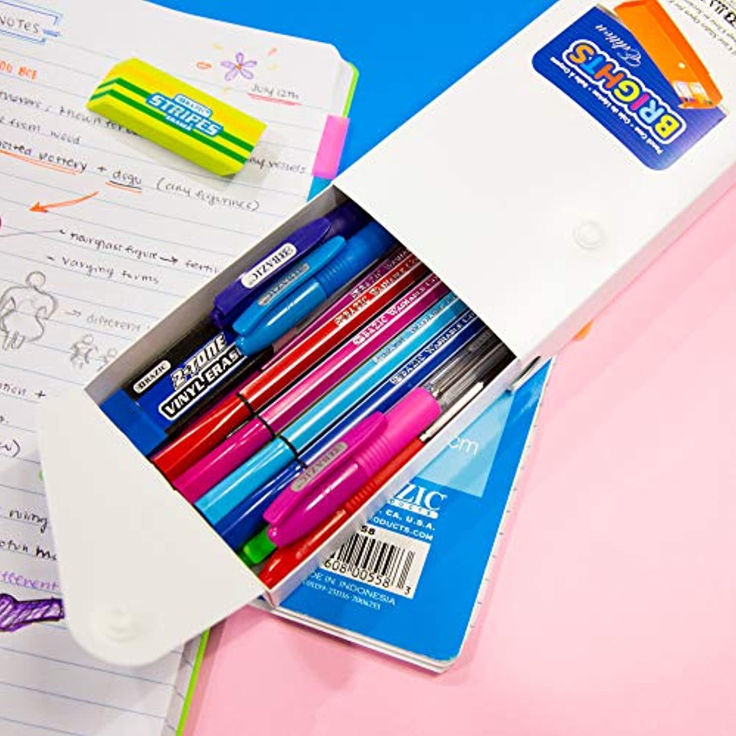 Bright Color Slider Pencil Case w/ PDQ Display 6-Assorted Color.