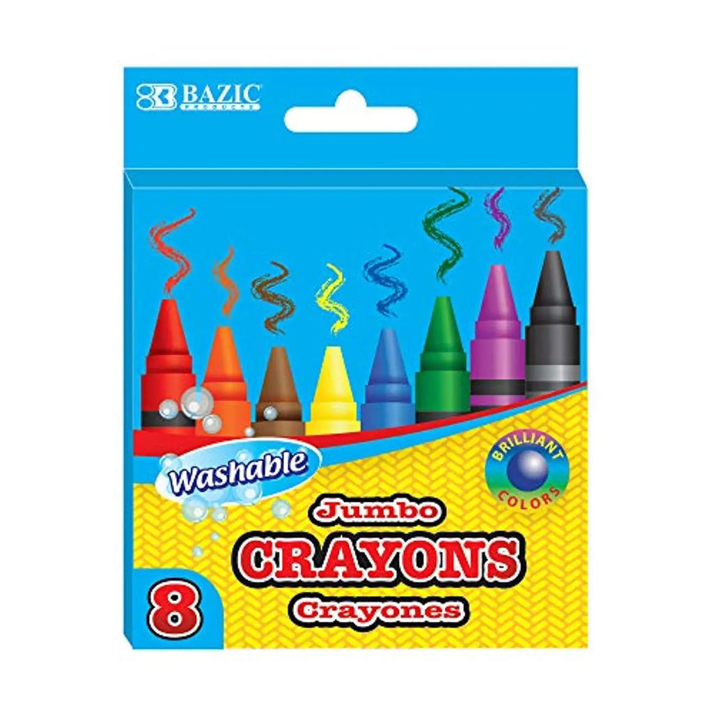 Premium Jumbo Crayons, Coloring Set, 8 Color Washable, School Art Creative Gift for Kids Age 3+