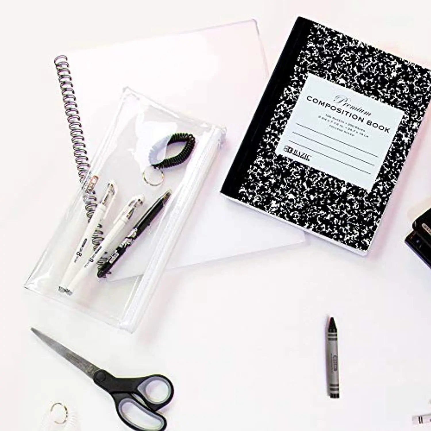 Composition Book W/R 100 Ct. 9 3/4 x 7 1/2 in. | Flex Black Marble Cover.