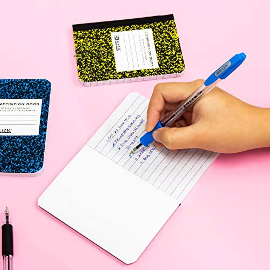 BAZIC 80 Sheets 4.5" x 3.25" Mini Marble Composition Book, Assorted Color Comp Books Memo Notebook with Lined Paper, Home School Office Supplies (2/Pack, 24-Pack) (Total 48 Books).