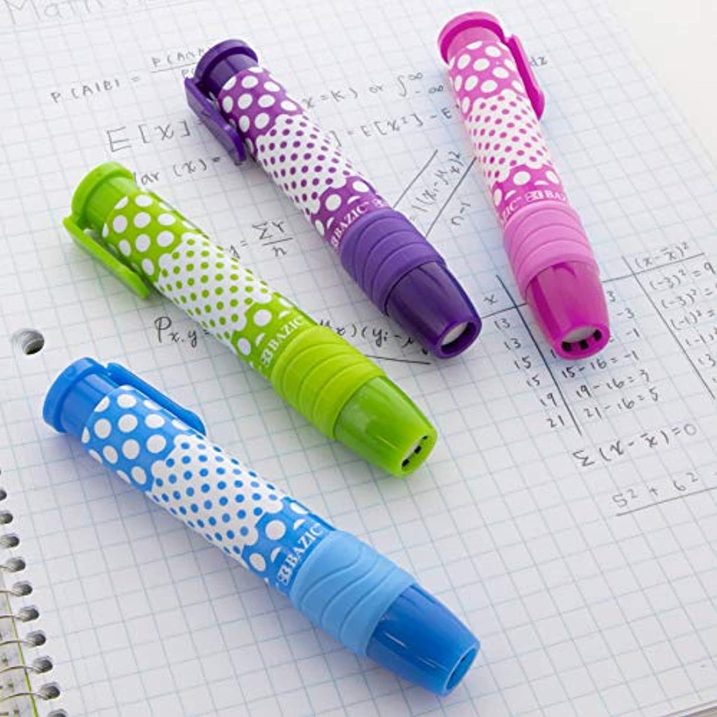 Dot.ted Retractable Stick Erasers, Mechanical Pencil Eraser Pen Eraser, Assorted Color