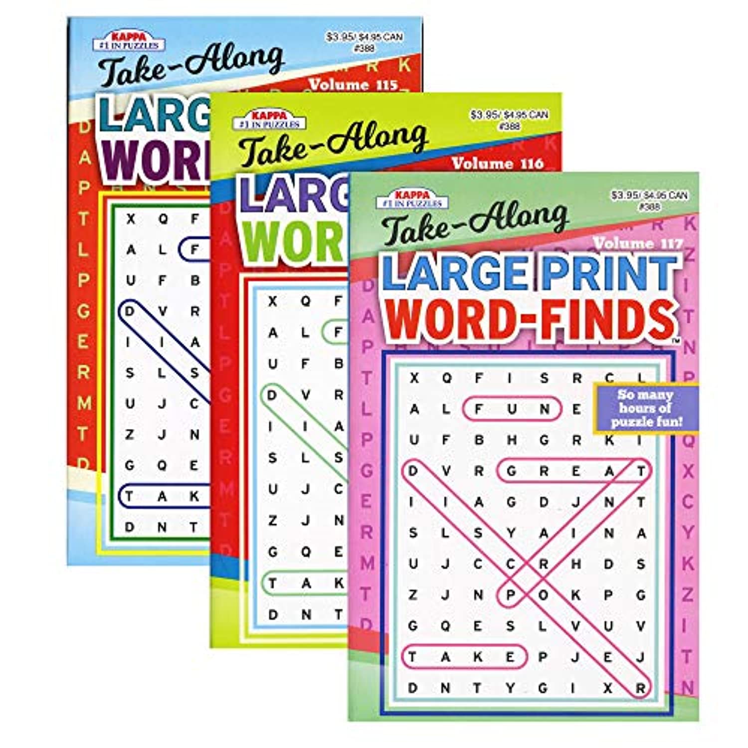 KAPPA Take Along Large Print Word Finds Puzzle Book | Digest Size 3-Titles.