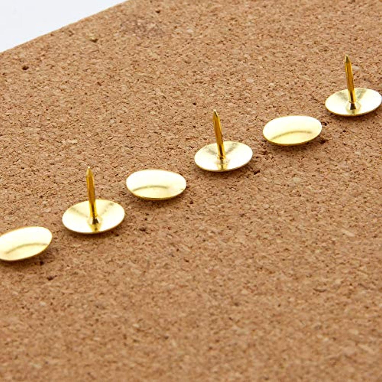 BAZIC Gold Metallic Push Pins Thumb Tacks, 3/8 Inch Flat Head Steel Metal Push Pin Thumbtack Sharp Points for Cork Bulletin Board Posters Craft Picture Office Home School (200/Pack), 1-Pack.