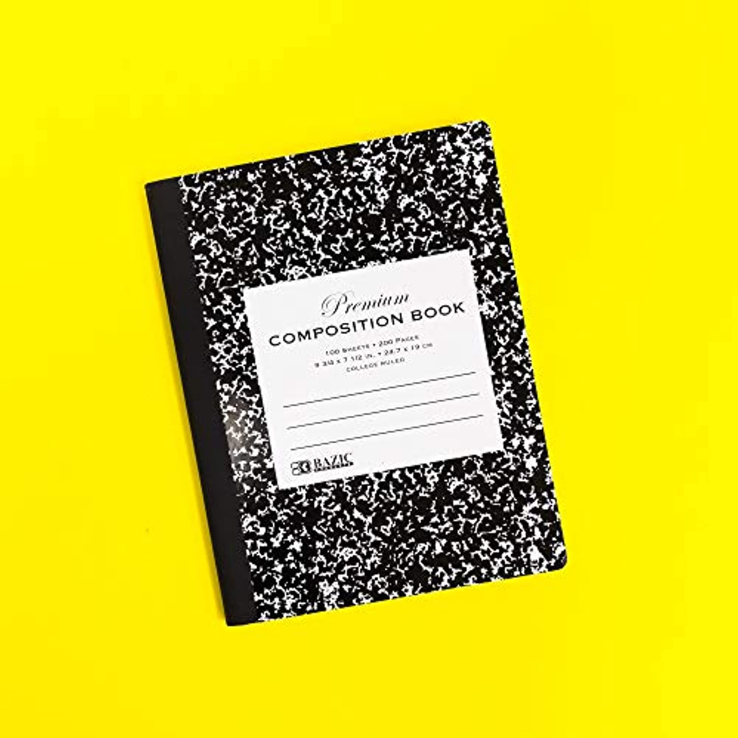 BAZIC College Ruled 100 Sheets Premium Black Marble Composition Book, Journal Notebooks Comp Books, Office School, 1-Pack.