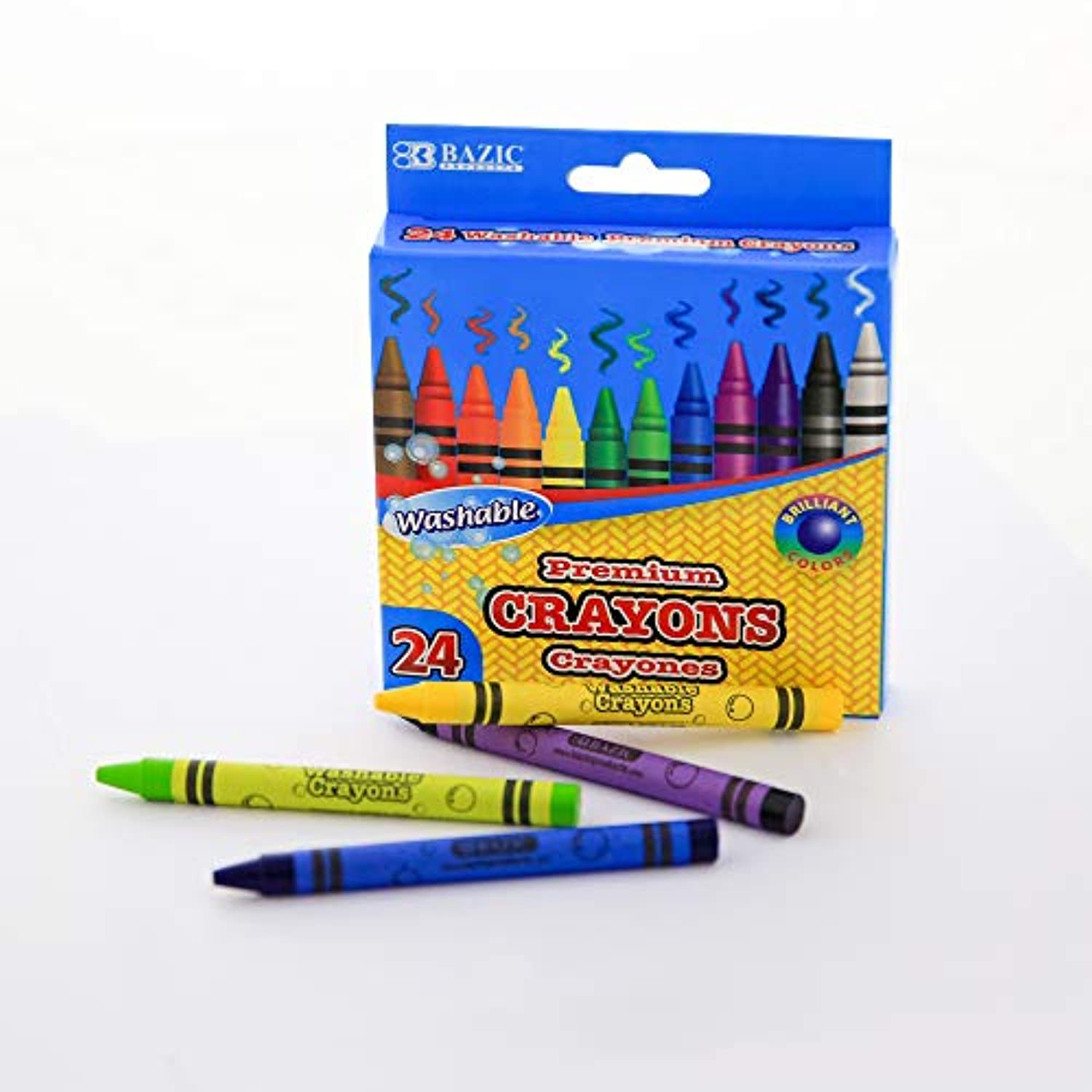 24 Color Washable Premium Crayons, Assorted Coloring Set, School Art Creative Gift for Kids Age 3+