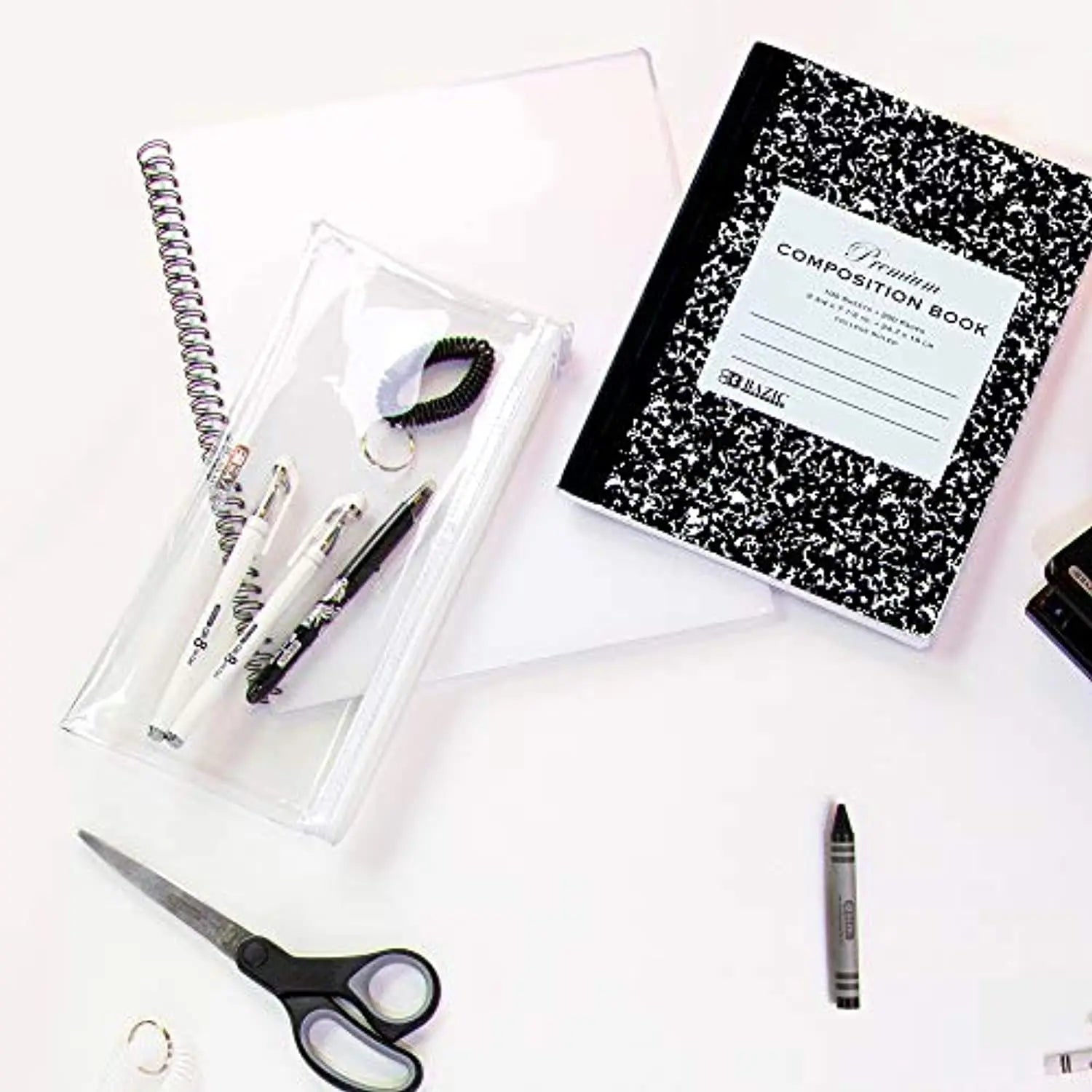 BAZIC College Ruled 100 Sheets Premium Black Marble Composition Book, Journal Notebooks Comp Books, Office School, 1-Pack.