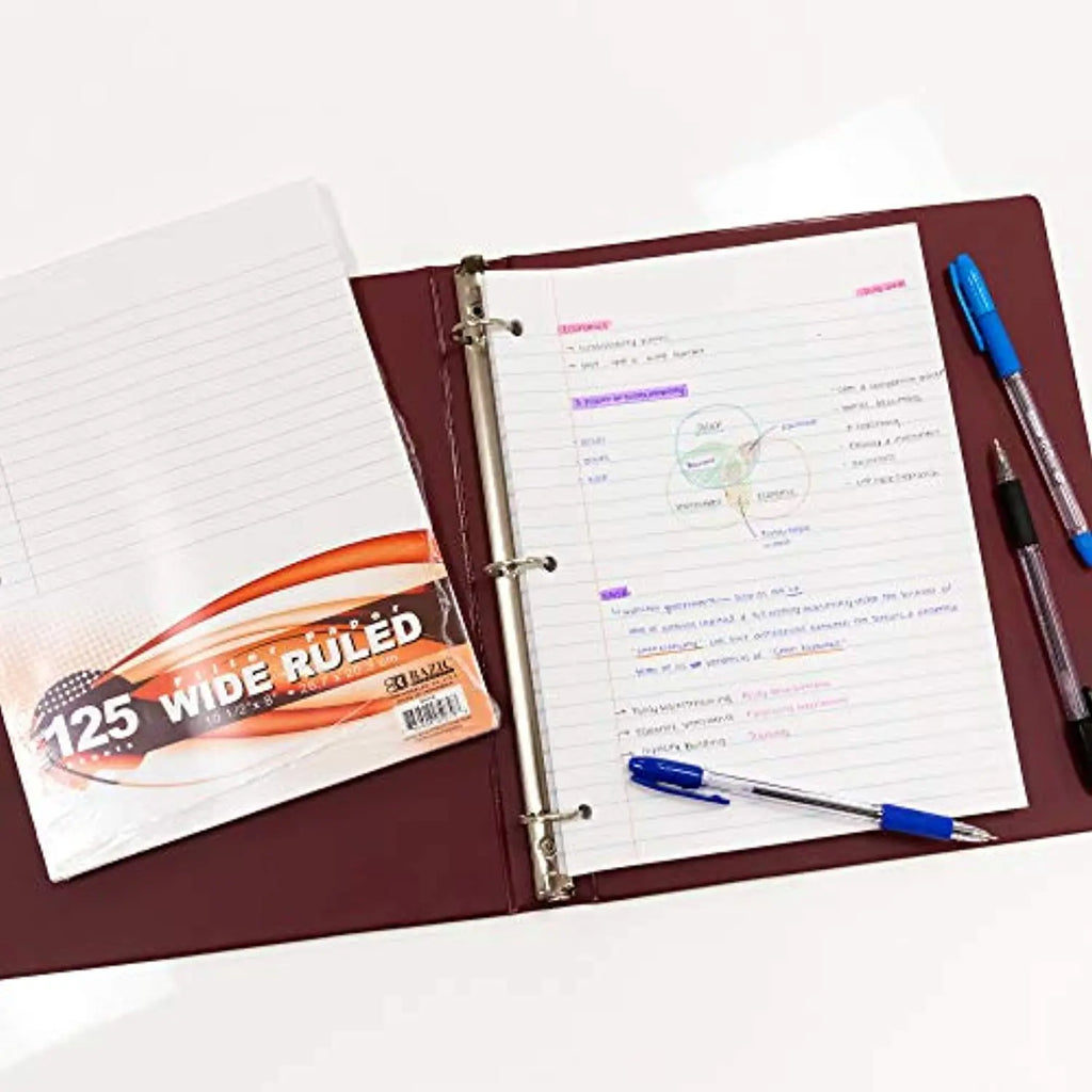 Binder Paper Wide-Ruled 100-Count for 3-Ring Binder 10.5 in x 8 in G8Central