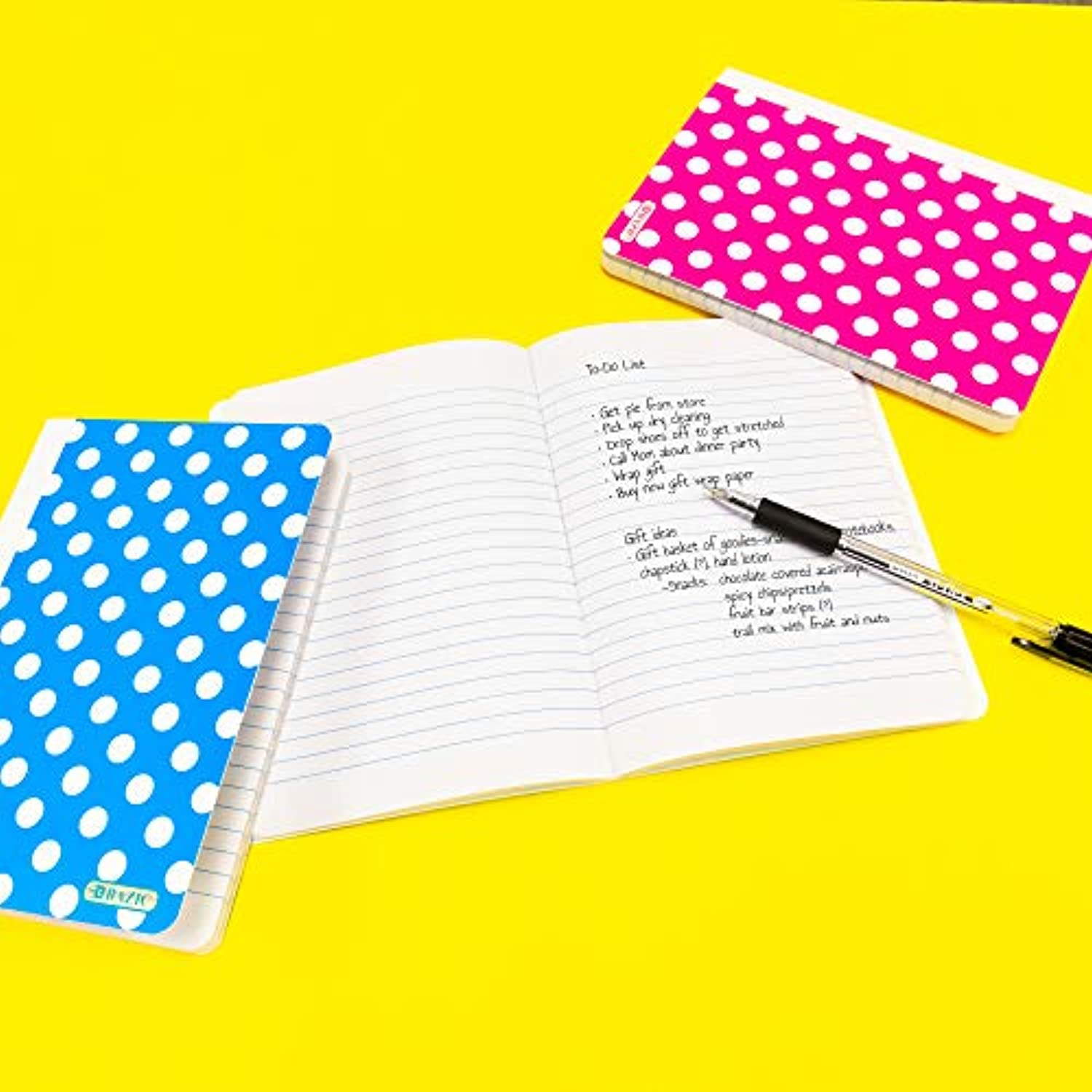 BAZIC 80 Sheets 5" x 7" Polka Dot Poly Cover College Ruled Personal Composition Book, Comp Books Writing Journal Notebook w/Lined Paper, for School Office Student Schedule, 6-Pack.
