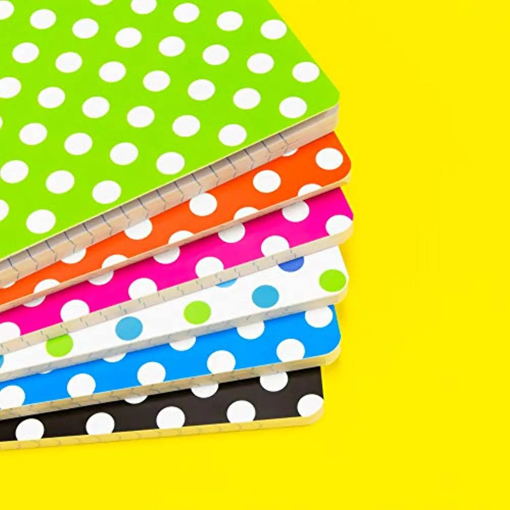 BAZIC 80 Sheets 5" x 7" Polka Dot Poly Cover College Ruled Personal Composition Book, Comp Books Writing Journal Notebook w/Lined Paper, for School Office Student Schedule, 6-Pack.