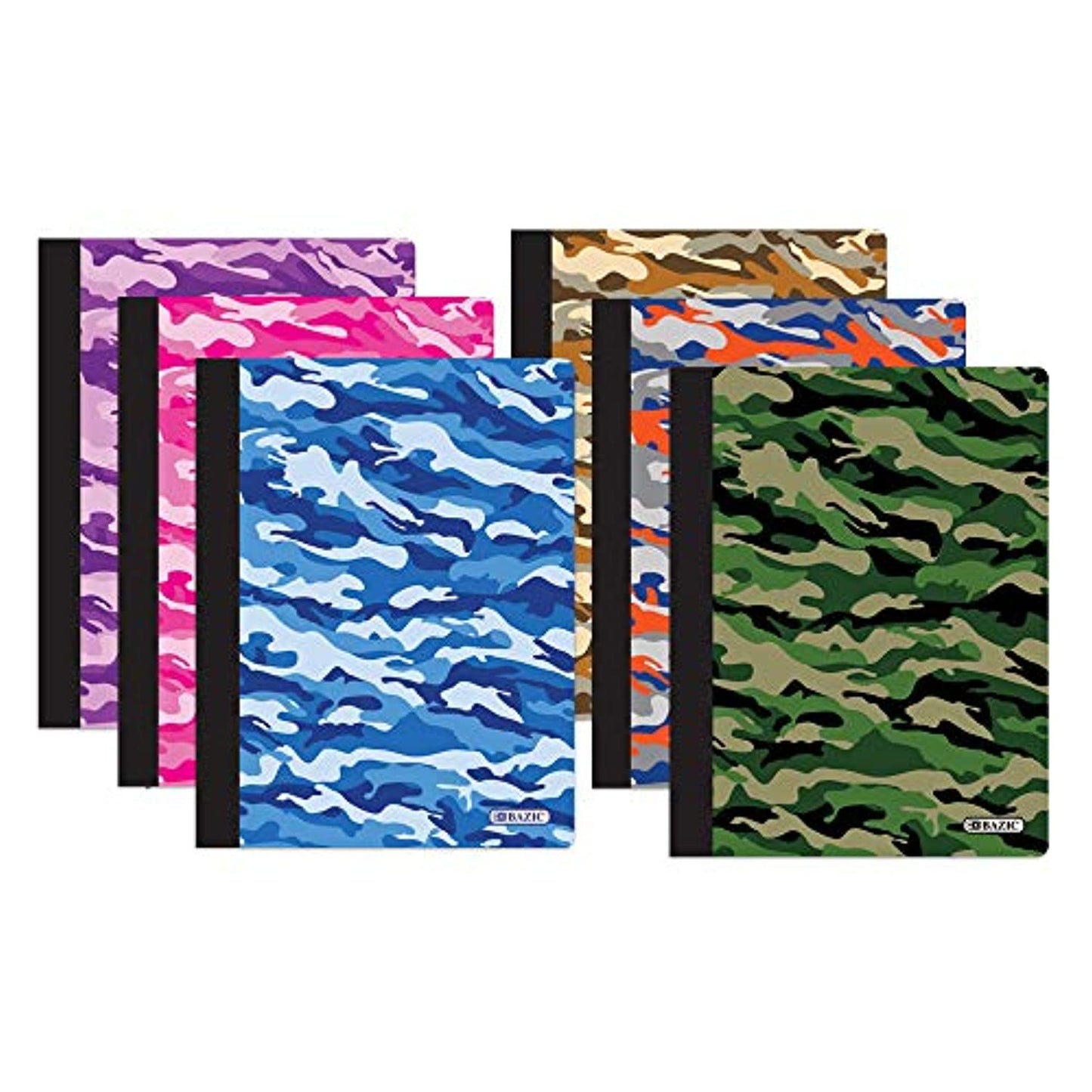 BAZIC College Ruled 100 Sheets Camouflage Composition Book, Comp Books Writing Journal Notebook w/Lined Paper, for School Office Student Schedule, 6-Pack.