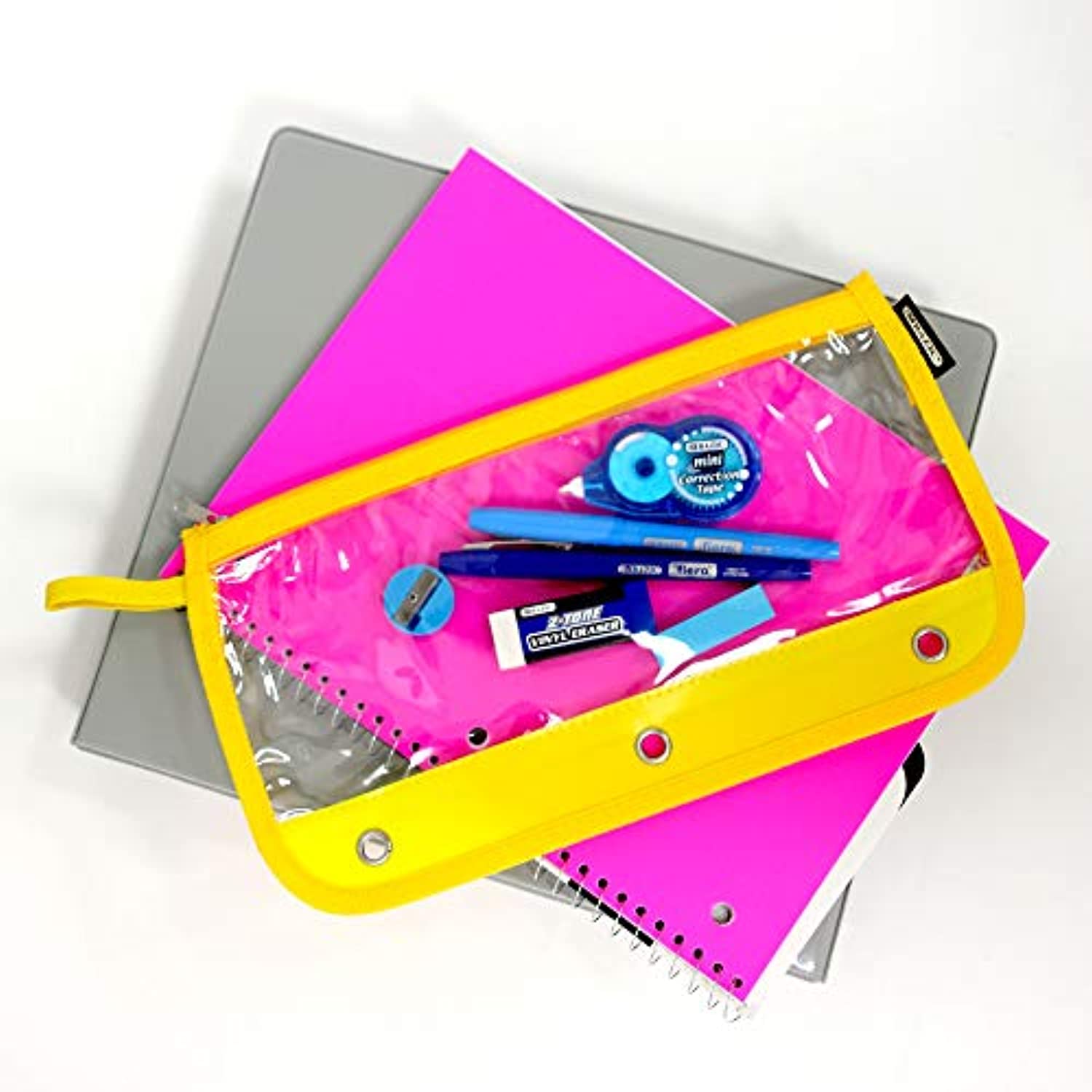 Bazic 3 Pencil Zipper Pouch Pen Marker Holder Storage 3 Ring Binder Bag School Supply