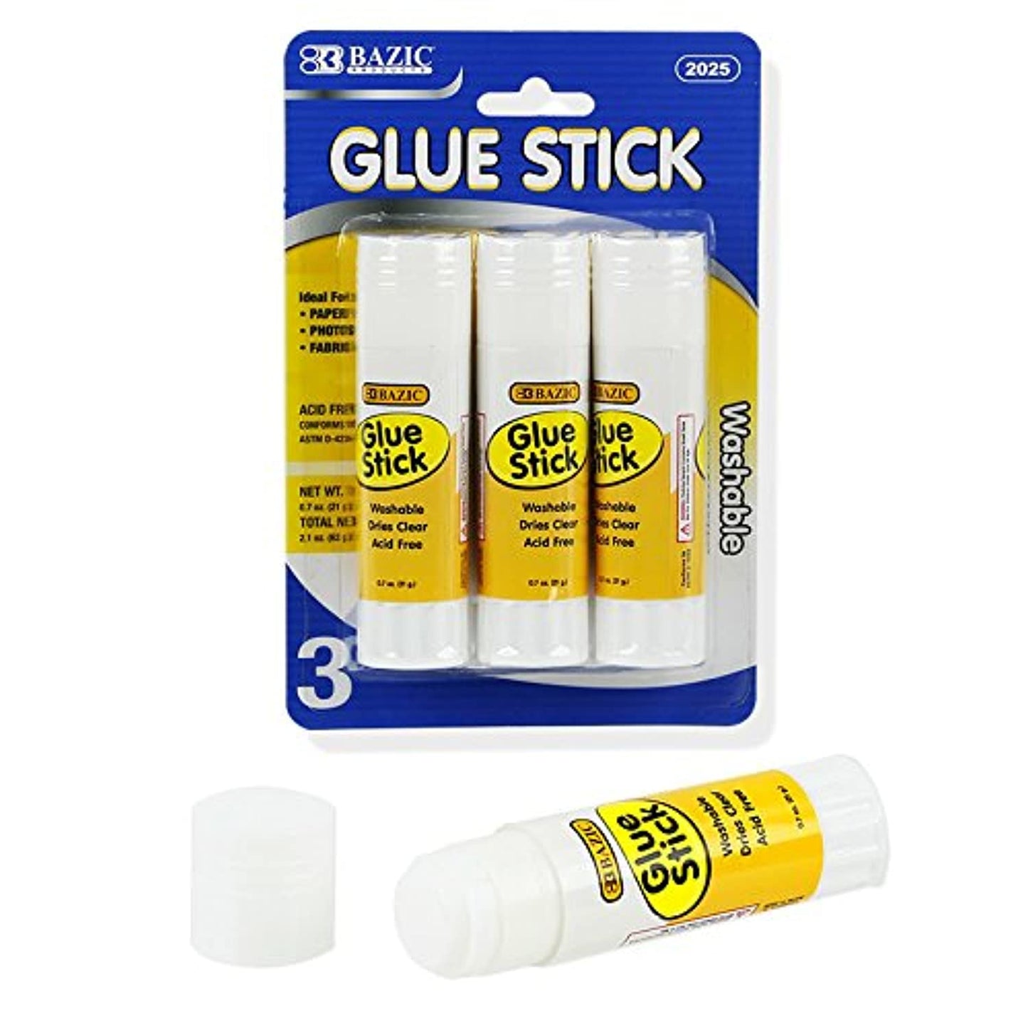 Glue Sticks Large Washable | 3-Pack 0.7 oz (21g).