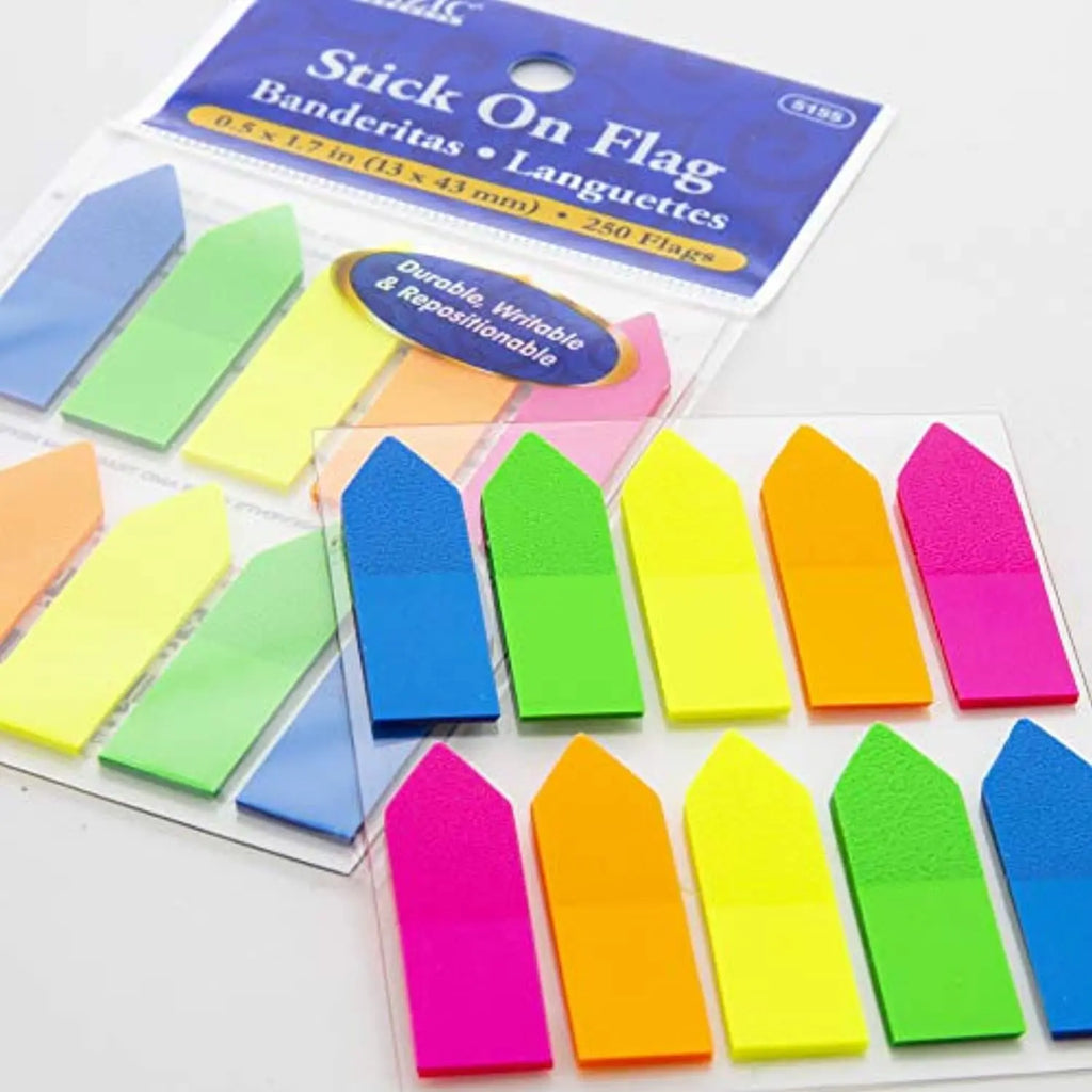 Arrow Flags, Neon Color (10/Pack) | 25 Ct. 0.5" X 1.7" | 250 Flags.