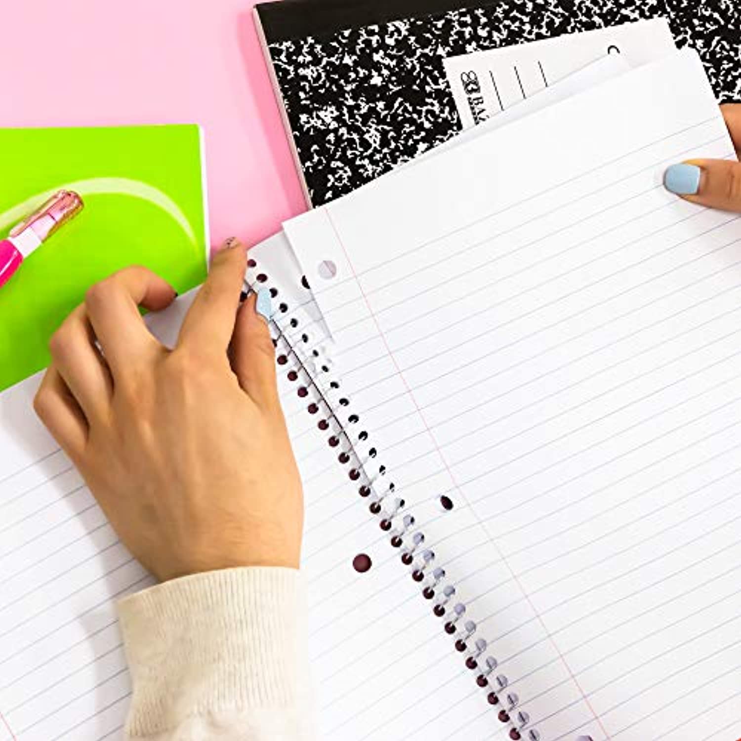 BAZIC Wide Ruled 120 Sheets 3-Subject Spiral Notebook, Writing Journal Dairy Assignment with Lined Notebooks, for Office Class Students, 6-Pack.