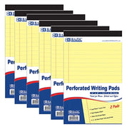BAZIC 50 Ct. 5" X 8" Canary Jr. Perforated Writing Pad, Lined Ruled Memo Writing Papers Pads, Note Paper for Taking Notes, Yellow(2/Pack), 6-Pack (Total 12 Pads).