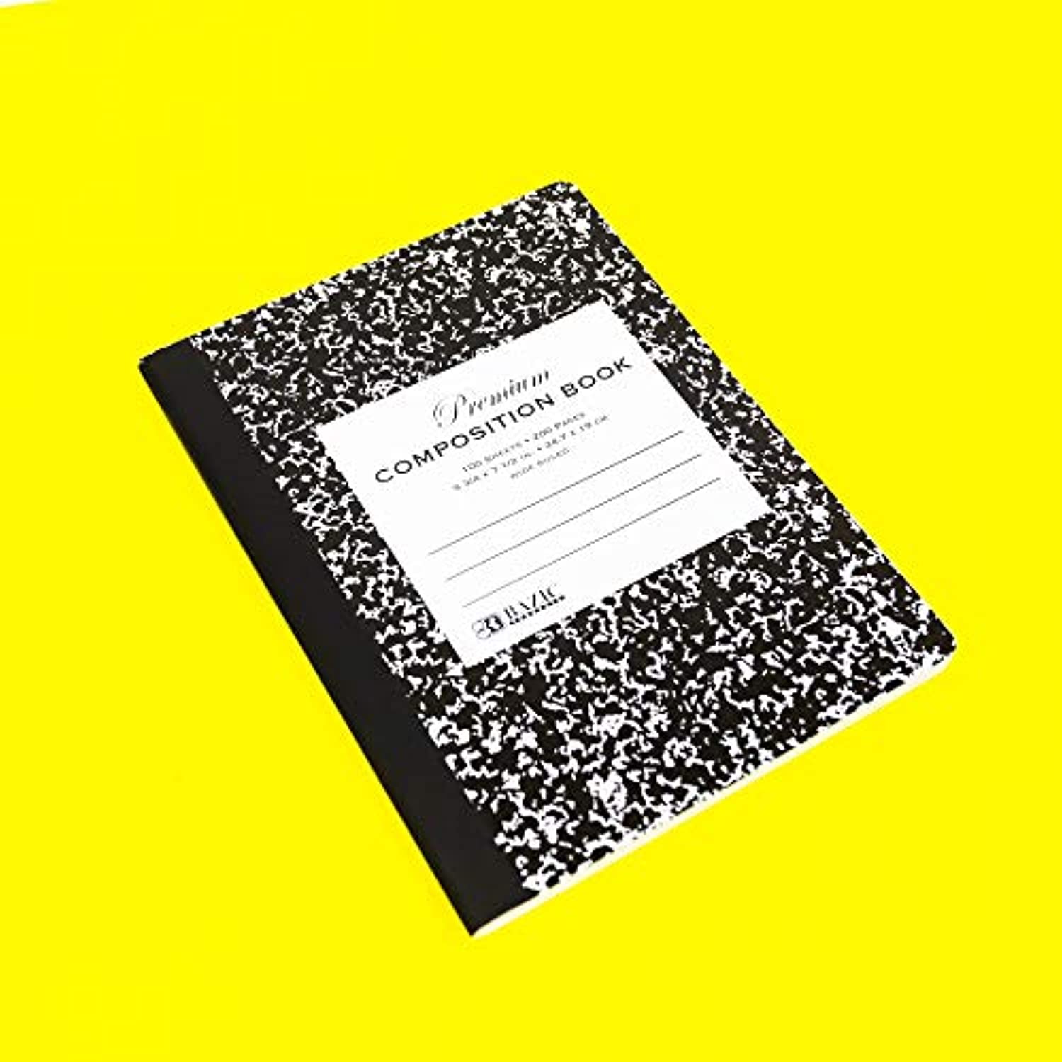 Composition Book W/R 100 Ct. 9 3/4 x 7 1/2 in. | Flex Black Marble Cover.