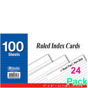 100 Count 5" X 8" Ruled White Index Card